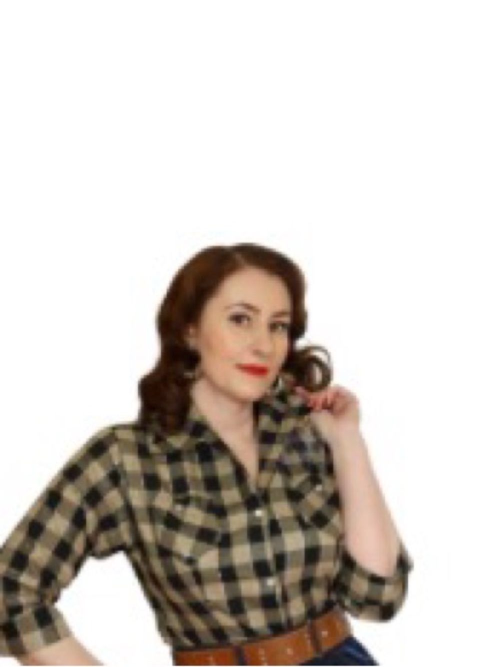 Beige Check Western Blouse